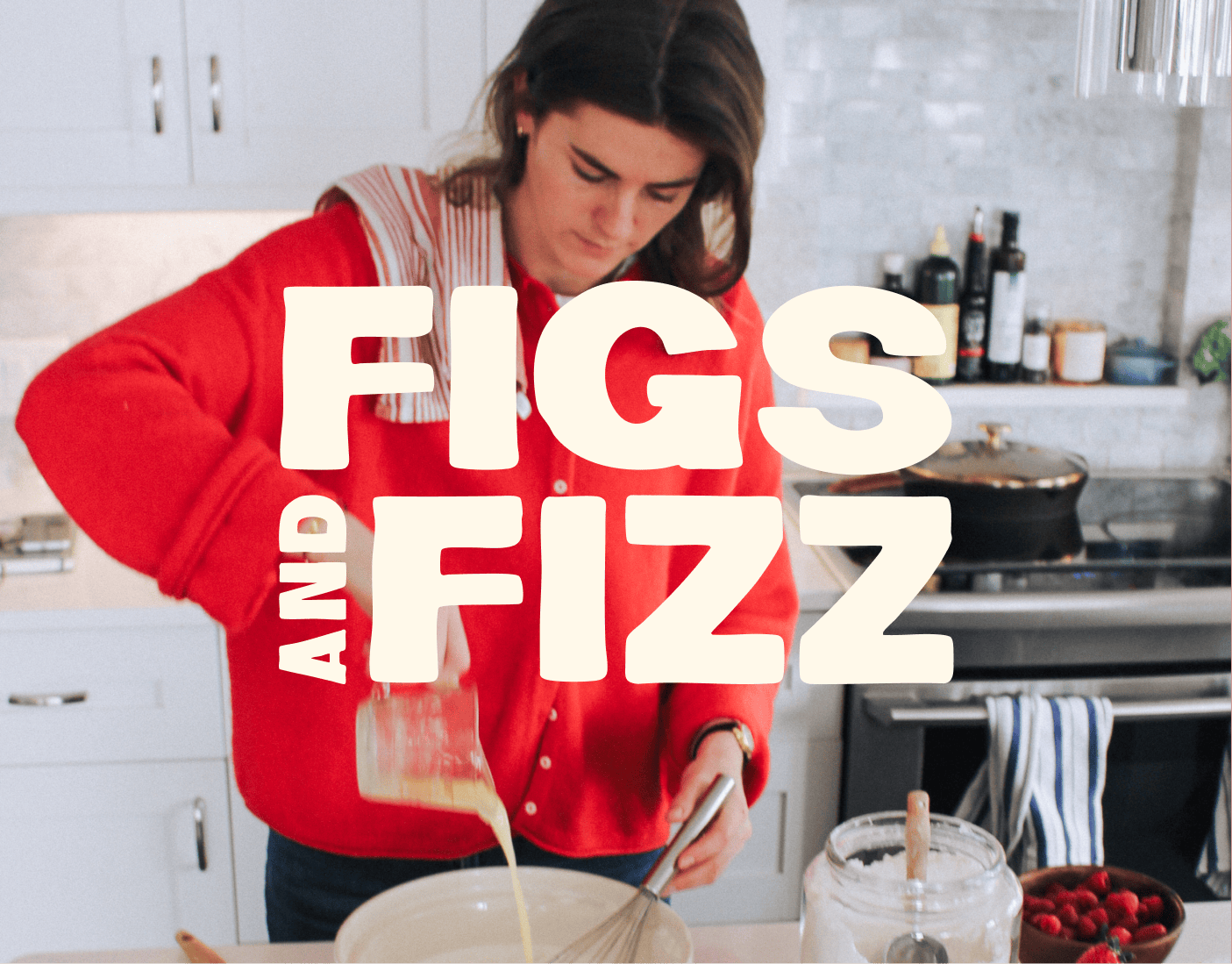 Maddy Malcolm making food in the kitchen with the FigsandFizz logo on top