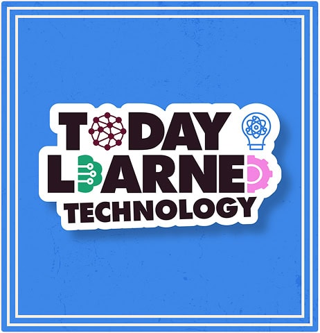 Today I Learned Technology" text logo with technology-themed icons for the letters O, A, and D on a blue background with a white bordered frame. | Wonderly