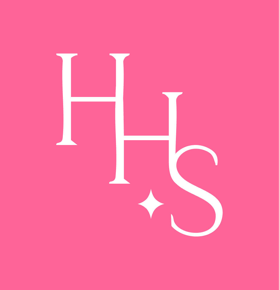 White letters "HHS" in a serif font are arranged vertically on a pink background, with a small white star shape below the letters. | Wonderly