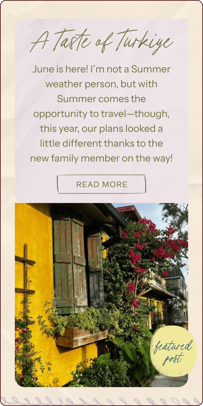 A yellow house with green shutters and a balcony is surrounded by bright pink flowers under a partly cloudy sky. Text above describes summer travel plans. | Wonderly