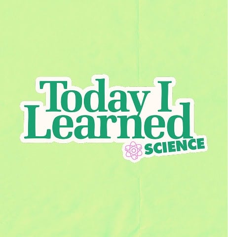 Green background with the text "Today I Learned SCIENCE" in bold letters, accompanied by a small atom graphic. | Wonderly